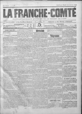 09/01/1899 - La Franche-Comté : journal politique de la région de l'Est