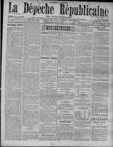 29/06/1926 - La Dépêche républicaine de Franche-Comté [Texte imprimé]