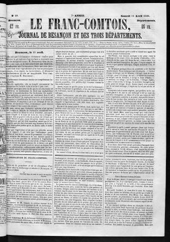 11/04/1846 - Le Franc-comtois - Journal de Besançon et des trois départements