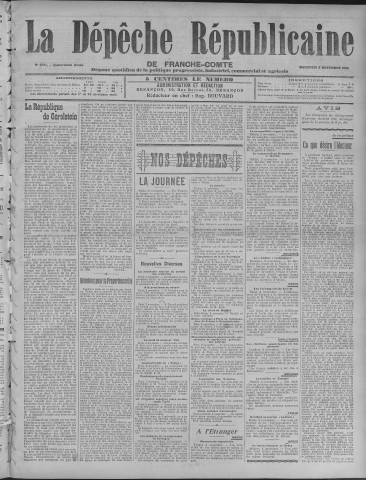 03/11/1909 - La Dépêche républicaine de Franche-Comté [Texte imprimé]