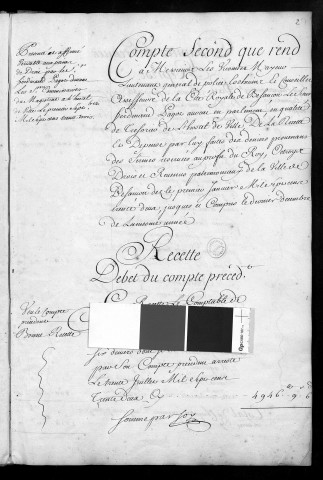 Comptes de la Ville de Besançon, recettes et dépenses, Compte de Ferdinand Pagot (1732)