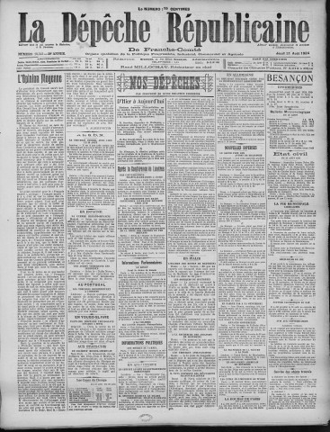 21/08/1924 - La Dépêche républicaine de Franche-Comté [Texte imprimé]