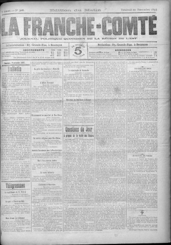 10/11/1893 - La Franche-Comté : journal politique de la région de l'Est