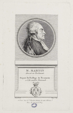 M. Martin [image fixe] / Voyer Sculp.  ; Mulard del , Paris : chez de Sr Dejabin Editeur de cette Collection, Place du Carrousel N° 4, 1789/1792