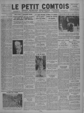 27/06/1938 - Le petit comtois [Texte imprimé] : journal républicain démocratique quotidien