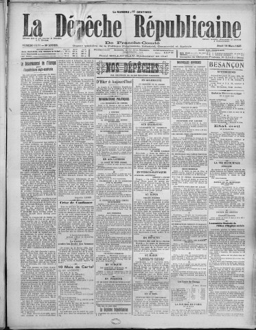 19/03/1925 - La Dépêche républicaine de Franche-Comté [Texte imprimé]