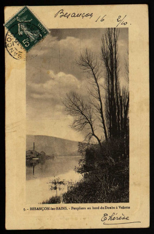 Besançon-les-Bains - Peuplier au bord du Doubs à Velotte [image fixe] 1905/1910
