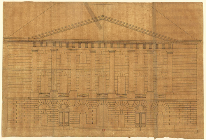 Hôtel de Ville de Neuchâtel [image fixe] : élévation demi-façade avec colonnes / [Pierre-Adrien Pâris] , 1750/1799