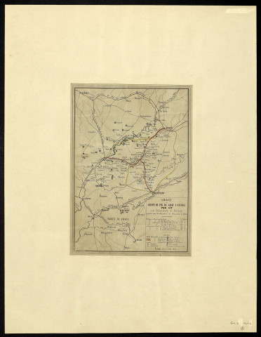 Tracé du chemin de fer de Gray à Vesoul par Gy, avec embranchement sur Besançon proposé par la Chambre de commerce de Gray. [Document cartographique] , Gray : lith. O. Querin, 1850/1900
