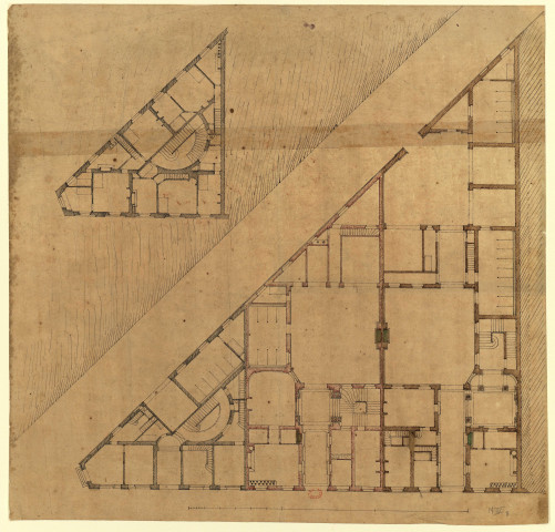 Maison Lefaivre, 124 rue du faubourg Saint-Honoré (angle de la rue Verte), Paris. Plan du 1er étage / Pierre-Adrien Pâris , [S.l.] : [P.-A. Pâris], [1771 ?]