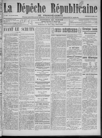 26/04/1914 - La Dépêche républicaine de Franche-Comté [Texte imprimé]