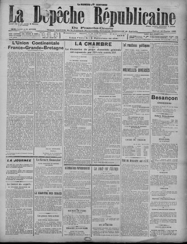 16/02/1929 - La Dépêche républicaine de Franche-Comté [Texte imprimé]