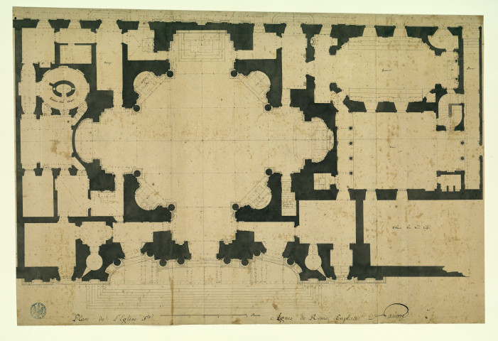 Plan de l'église Sainte-Agnès en place Navone [à Rome] / Pierre-Adrien Pâris , [S.l.] : [Lebon], [1700-1800]