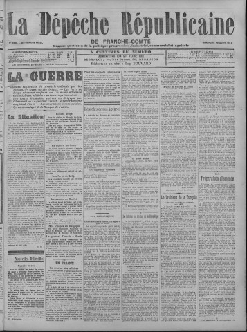 16/08/1914 - La Dépêche républicaine de Franche-Comté [Texte imprimé]