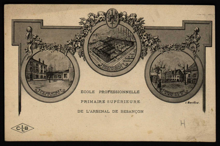 Ecole professionnelle primaire supérieure de l'Arsenal de Besançon [image fixe] , Besançon : Etablissements C. Lardier ; C-L-B, 1915/1920