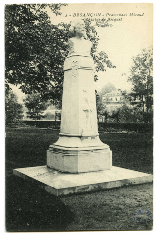 Besançon. - Promenade Micaud - Statue de Becquet [image fixe] , Besançon : Louis Mosdier, édit., (1875 ?-1912)