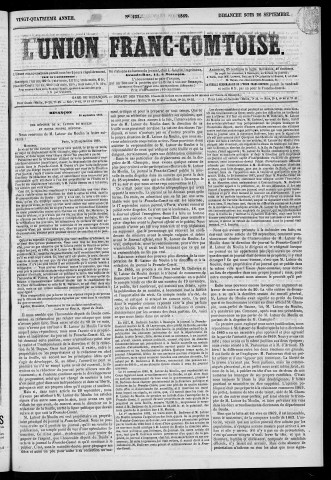 26/09/1869 - L'Union franc-comtoise [Texte imprimé]
