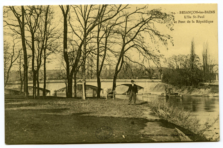 Besançon-les-Bains. L'Ile St-Paul et pont de la République [image fixe] , Besancon : Ch. Leroux, 1910