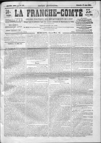 17/06/1860 - La Franche-Comté : organe politique des départements de l'Est