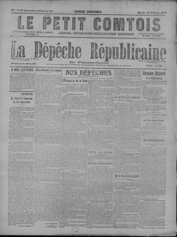 13/02/1923 - La Dépêche républicaine de Franche-Comté [Texte imprimé]