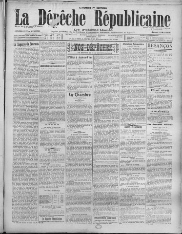 21/03/1925 - La Dépêche républicaine de Franche-Comté [Texte imprimé]