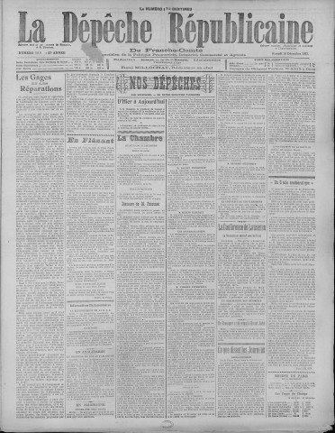 16/12/1922 - La Dépêche républicaine de Franche-Comté [Texte imprimé]
