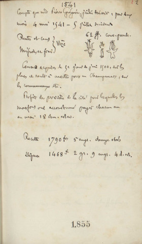Ms 1855 - Inventaire et analyse des registres de comptes de la Ville de Besançon : 1541-1684 (tome III). Notes d'Auguste Castan (1833-1892)