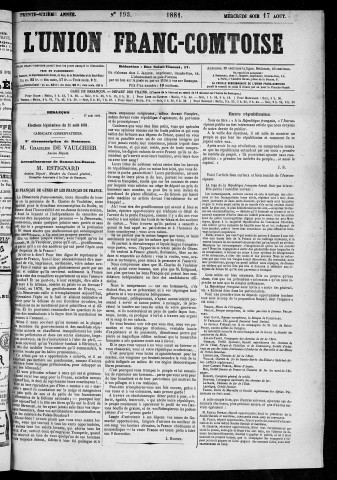 17/08/1881 - L'Union franc-comtoise [Texte imprimé]