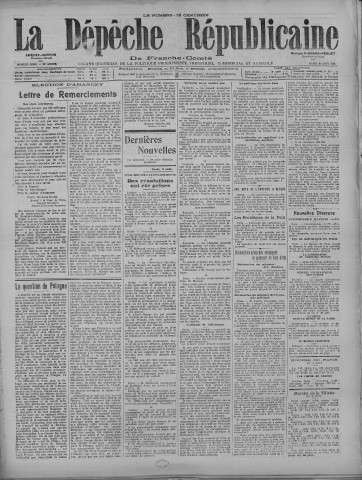 10/08/1920 - La Dépêche républicaine de Franche-Comté [Texte imprimé]