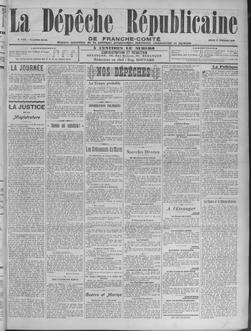 09/01/1908 - La Dépêche républicaine de Franche-Comté [Texte imprimé]