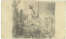 Séance de désinfection, dessin de Léon Delarbre