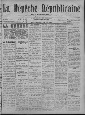 06/10/1914 - La Dépêche républicaine de Franche-Comté [Texte imprimé]