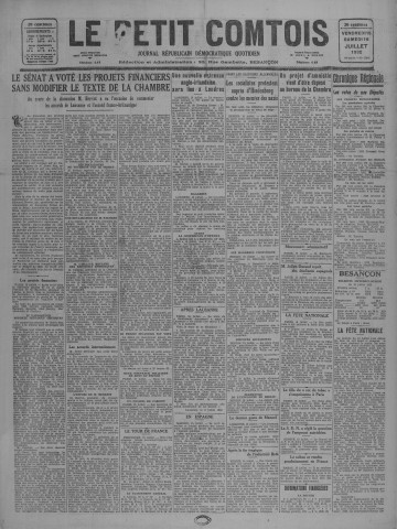 15/07/1932 - Le petit comtois [Texte imprimé] : journal républicain démocratique quotidien