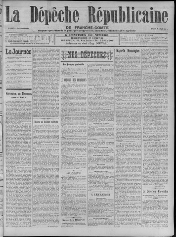 07/08/1911 - La Dépêche républicaine de Franche-Comté [Texte imprimé]