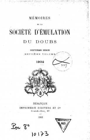 01/01/1902 - Mémoires de la Société d'émulation du Doubs [Texte imprimé]