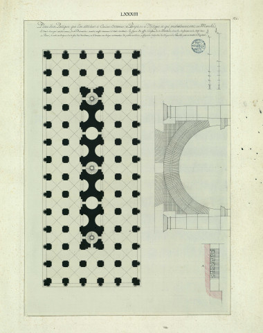 Plan d'un portique que l'on attribue à Cnéius Octavius, à Pompée ou à Philippe et qui probablement était un marché / Pierre-Adrien Pâris , [S.l.] : [P.-A. Pâris], [1700-1800]