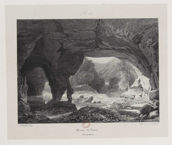 Source du Lison [estampe] : Franche-Comté / J.D. Harding lithographe  ; imprimé par C. Hullmandel , [S.l.] : imprimé par C. Hullmandel, [1800-1863]