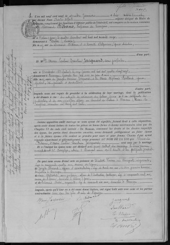 Registre des mariages, 1909