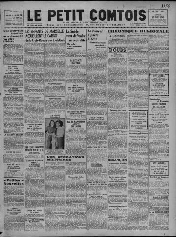 15/03/1941 - Le petit comtois [Texte imprimé] : journal républicain démocratique quotidien
