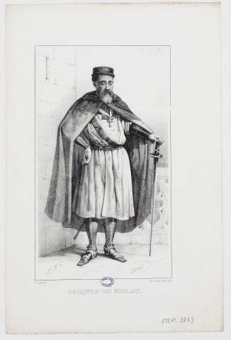 Jacques de Molay [image fixe] / E. Sagot lith ; Lith. de Guasco Jolard à Dijon , Dijon : Guasco-Jobard, 1840/1850
