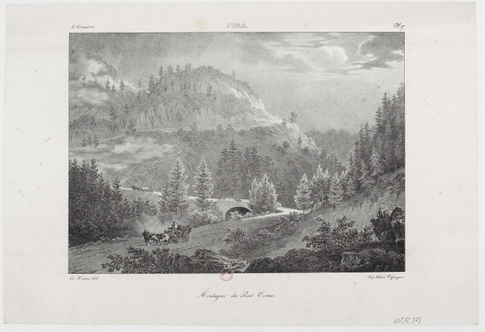 Montagne du Pont Cornu [estampe] : Jura / Ed. Hostein lith. , [Paris] : Impr. lith. de H. Gaugain, [1800-1899]