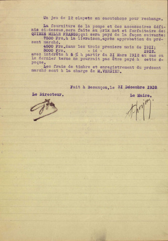 Sapeurs-pompiers : Matériel : catalogues, publicités (1925-1932), avertisseurs : consignes d'installation (1888-1925) Plan ; Installation de sonneries au domicile des pompiers officiers (1888-1932), affiches (1891) ; Pompes automobiles (1837-1953) ; Extincteurs (1905-1926) ; divers (1901-1950)