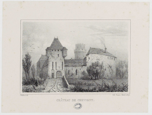 Château de Chevigny [estampe] / P. Mallard del, Lith. Guasco-Jobard à Dijon , Dijon : Guasco-Jobard, [1800-1899]