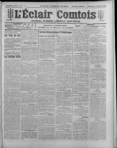 17/02/1907 - L'Eclair comtois [Texte imprimé]