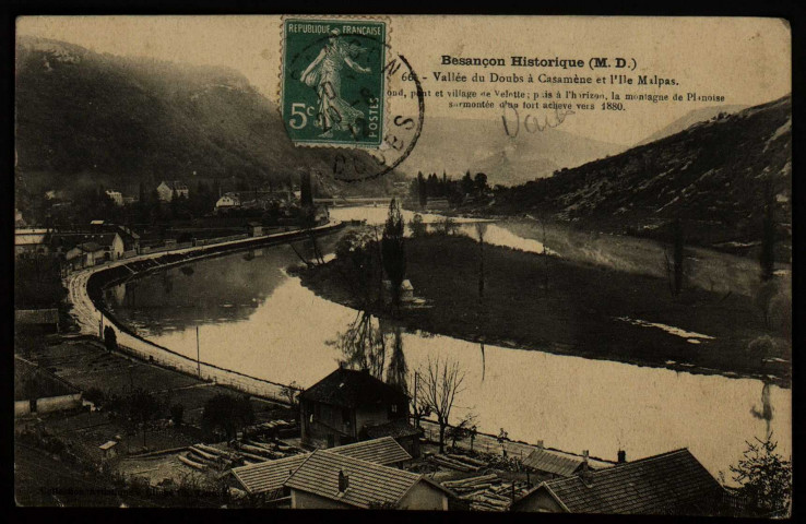 Besançon-les-Bains - Vallée du Doubs à Casamène et l'Ile de Malpas [image fixe] , 1910/1912