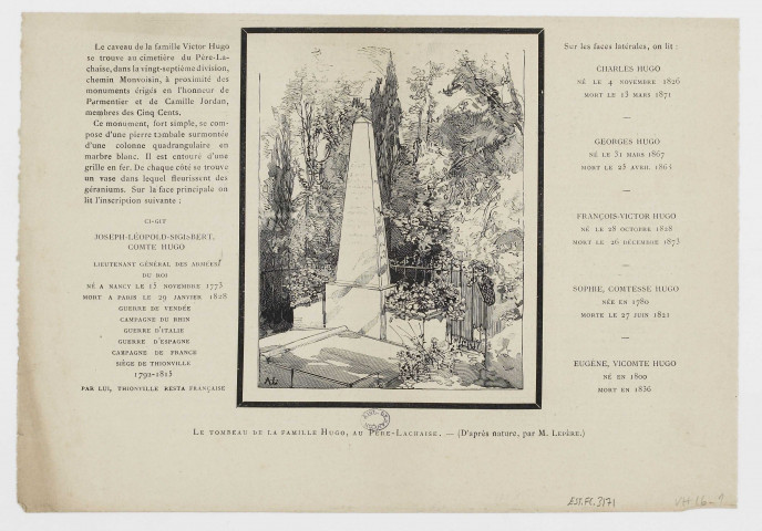 Le tombeau de la famille Hugo, au Père-Lachaise [image fixe] / A. L. , Paris, 1883