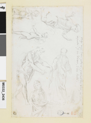 Six personnages dont un amour les yeux bandés