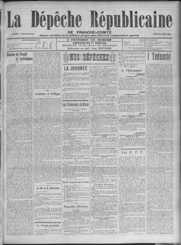 27/04/1908 - La Dépêche républicaine de Franche-Comté [Texte imprimé]