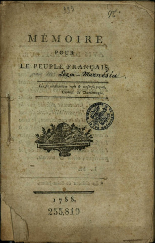 Mémoire pour le peuple français.