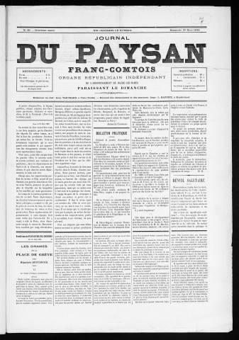 29/03/1885 - Le Paysan franc-comtois : 1884-1887